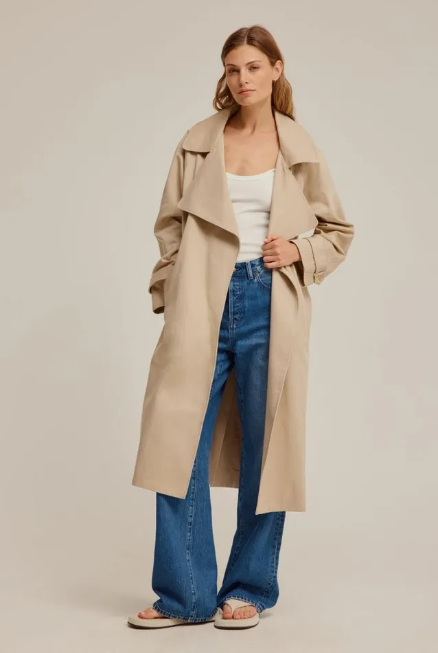 Woman Venroy Blazers and Jackets Cotton Twill Trench Coat