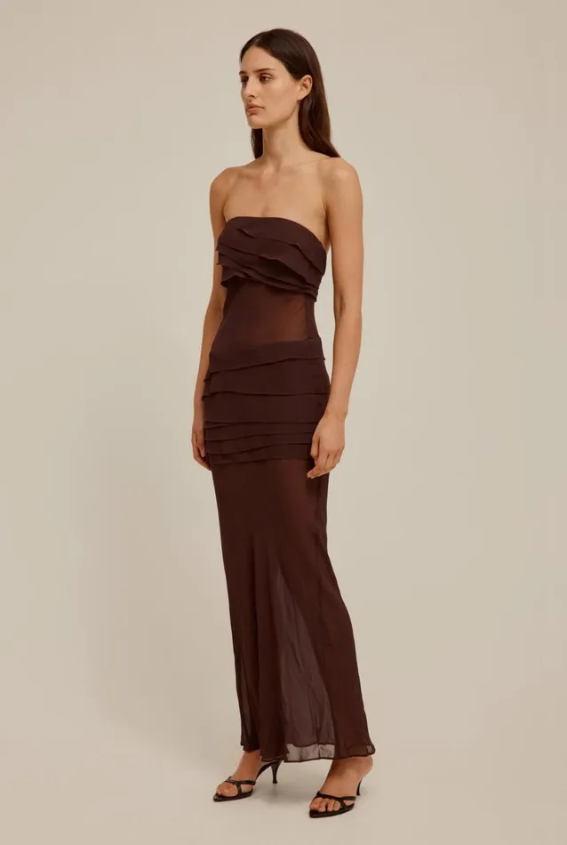 Woman Venroy Dresses Sheer Panelled Strapless Dress