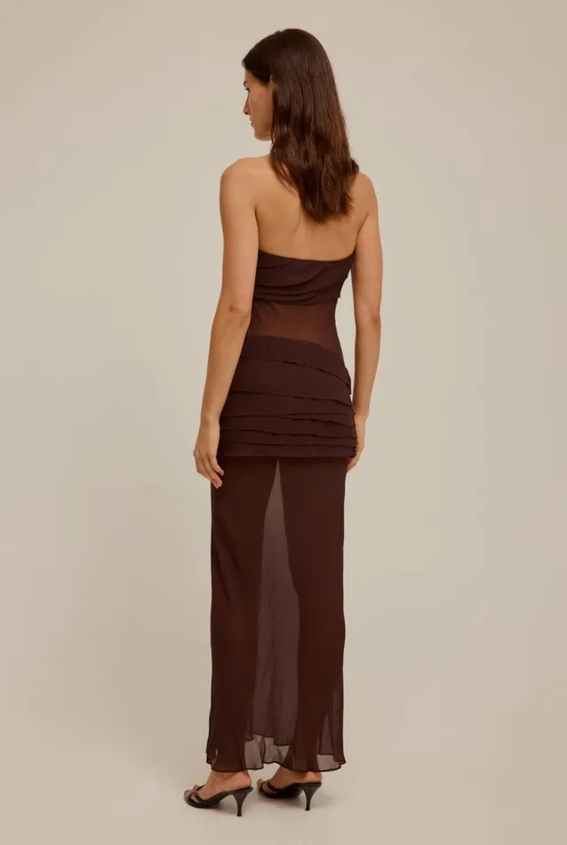 Woman Venroy Dresses Sheer Panelled Strapless Dress