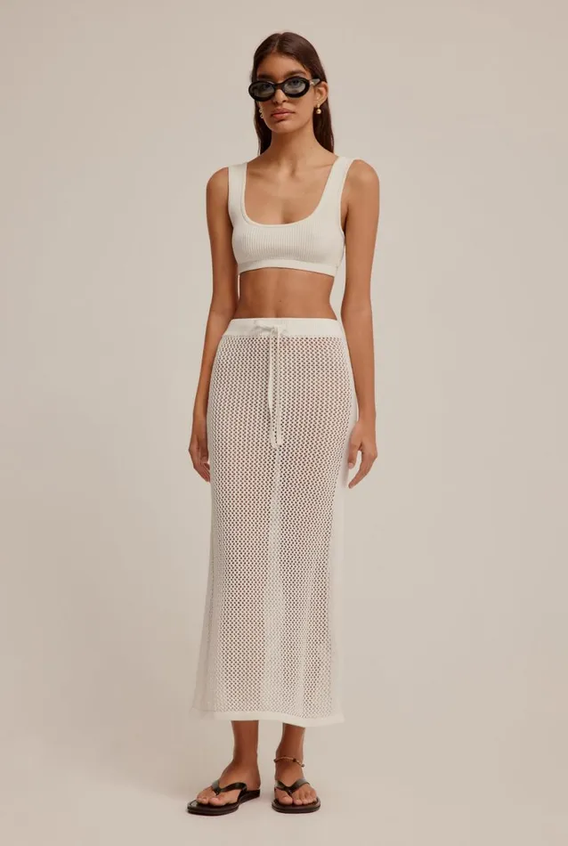 Woman Venroy Knitwear Crochet Border Skirt