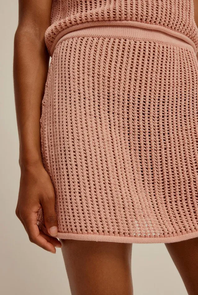 Woman Venroy Knitwear Crochet Knit Mini Skirt