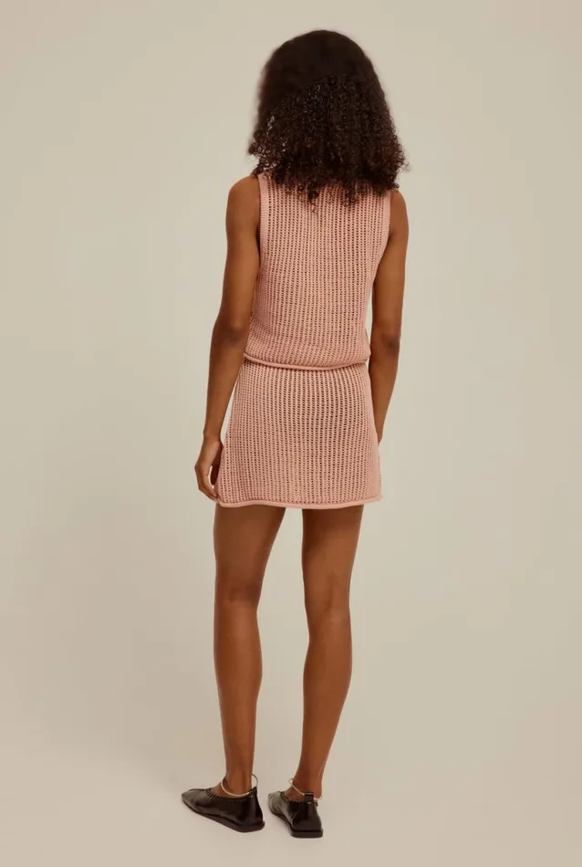 Woman Venroy Knitwear Crochet Knit Mini Skirt