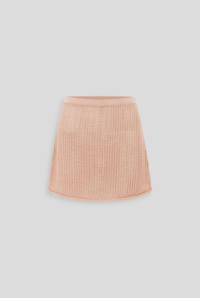 Woman Venroy Knitwear Crochet Knit Mini Skirt