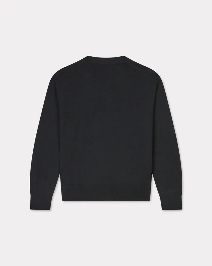 Women 039Boke Flower039 Embroidered Vneck Cardigan In Wool Black Kenzo Sweaters And Cardigans