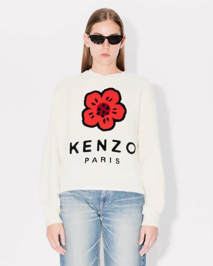 Women 039Boke Flower039 Jumper In Wool Off White Kenzo Sweaters And Cardigans