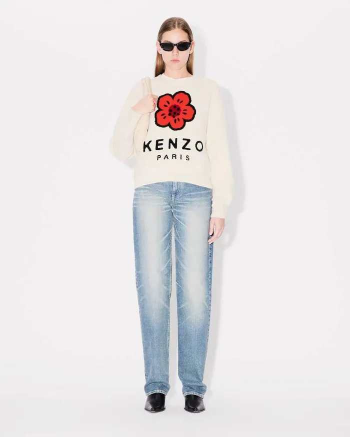 Women 039Boke Flower039 Jumper In Wool Off White Kenzo Sweaters And Cardigans