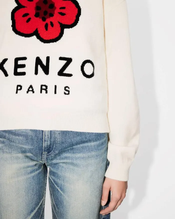 Women 039Boke Flower039 Jumper In Wool Off White Kenzo Sweaters And Cardigans