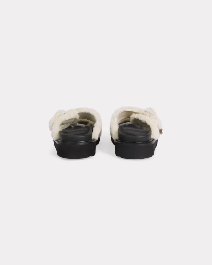 Women 039KENZO Matto039 Straps Mules In Leather Ecru Kenzo Mules And Espadrilles