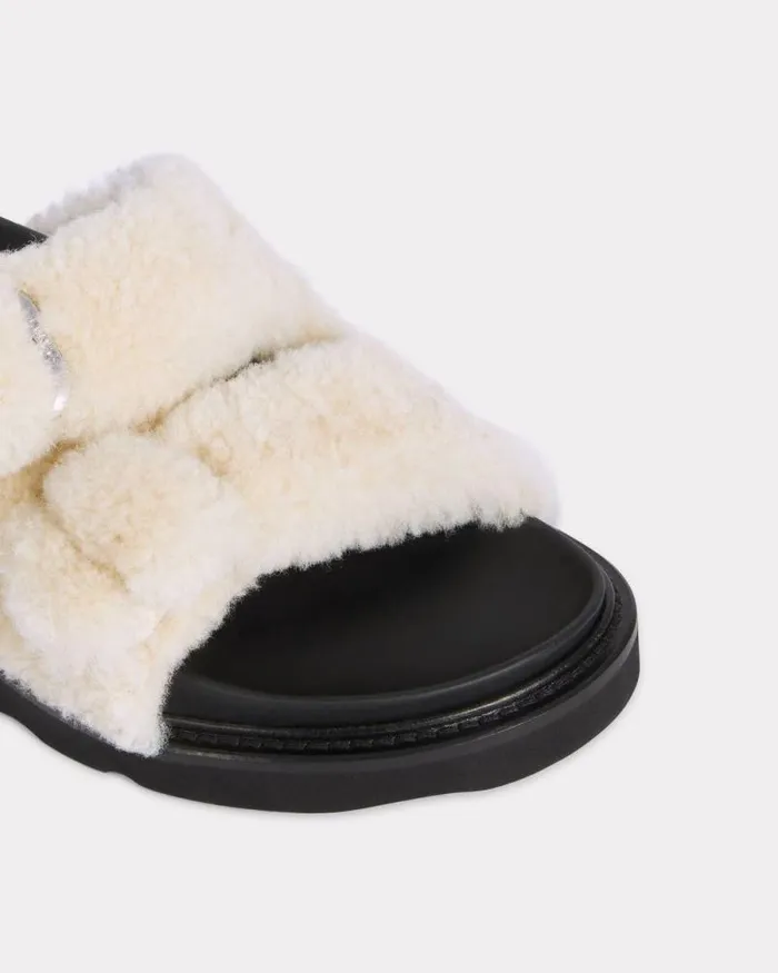 Women 039KENZO Matto039 Straps Mules In Leather Ecru Kenzo Mules And Espadrilles