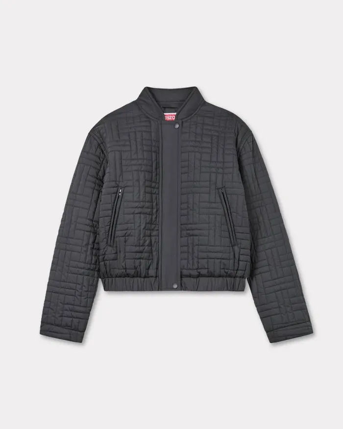 Women 039KENZO Weave039 Quilted Puffer Black Kenzo Jackets And Coats