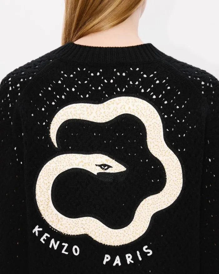 Women 039Lunar New Year039 Embroidered Wool Cardigan Black Kenzo Sweaters And Cardigans