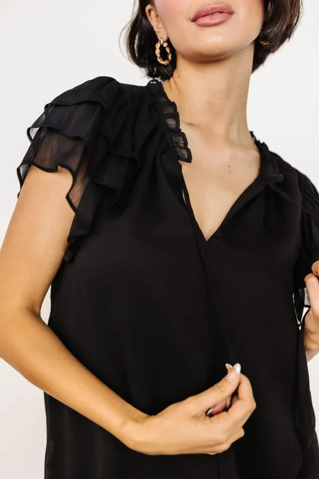 Women Asher Ruffle Sleeve Top Black Baltic Born Blouses and Shirts Women Asher Ruffle Sleeve Top Black Baltic Born Blouses and Shirts