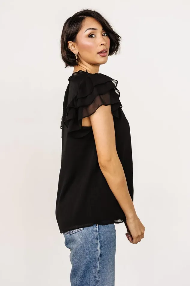 Women Asher Ruffle Sleeve Top Black Baltic Born Blouses and Shirts Women Asher Ruffle Sleeve Top Black Baltic Born Blouses and Shirts