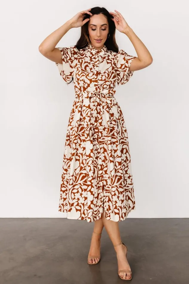 Women Aurelia Button Down Midi Dress Cream Camel Baltic Born Midi Dresses