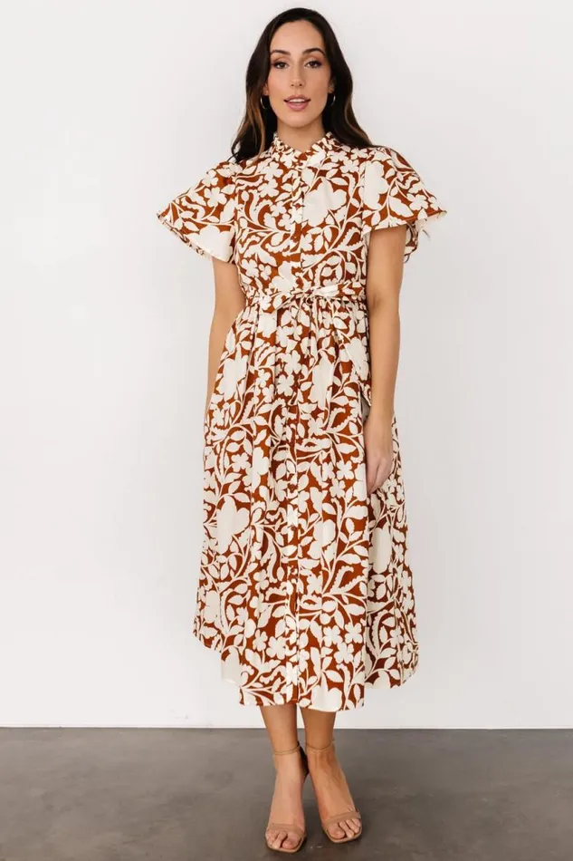 Women Aurelia Button Down Midi Dress Cream Camel Baltic Born Midi Dresses