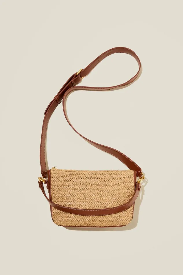 Women Bags and Belts Cotton On Tilly Textured Cross Body Bag Chocolatenatural Woven