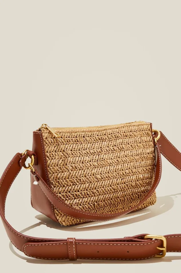 Women Bags and Belts Cotton On Tilly Textured Cross Body Bag Chocolatenatural Woven