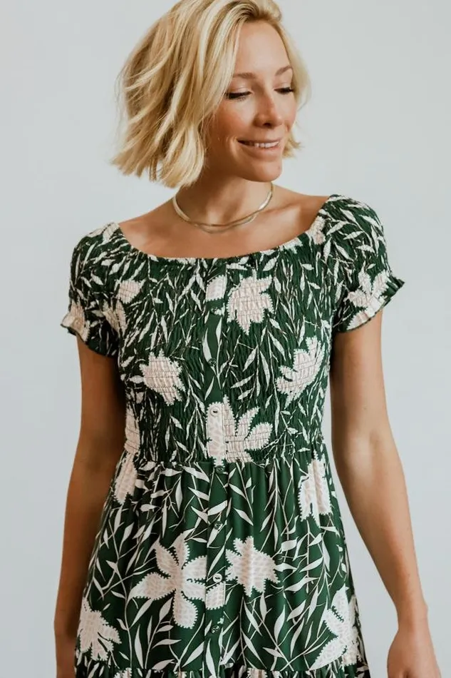 Women Becca Smocked Maxi Dress Green Baltic Born Maxi Dresses