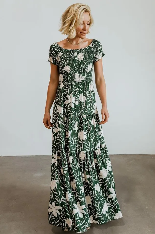 Women Becca Smocked Maxi Dress Green Baltic Born Maxi Dresses