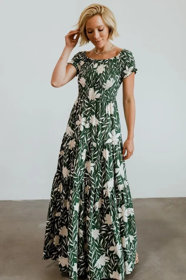 Women Becca Smocked Maxi Dress Green Baltic Born Maxi Dresses