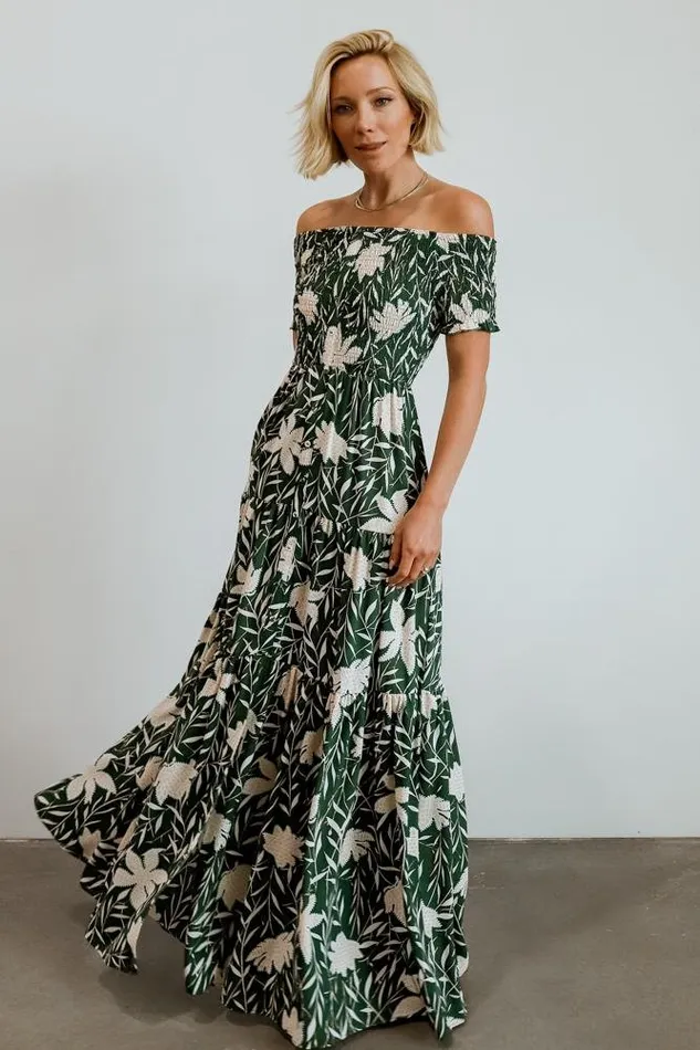 Women Becca Smocked Maxi Dress Green Baltic Born Maxi Dresses