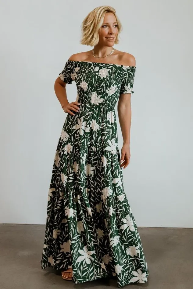 Women Becca Smocked Maxi Dress Green Baltic Born Maxi Dresses