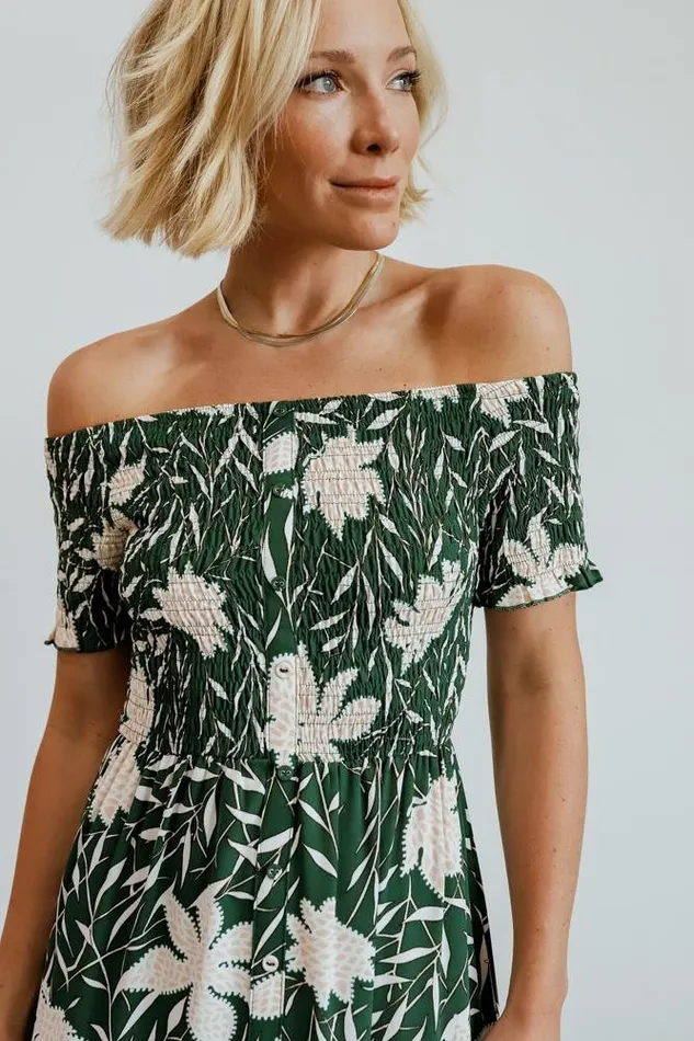 Women Becca Smocked Maxi Dress Green Baltic Born Maxi Dresses