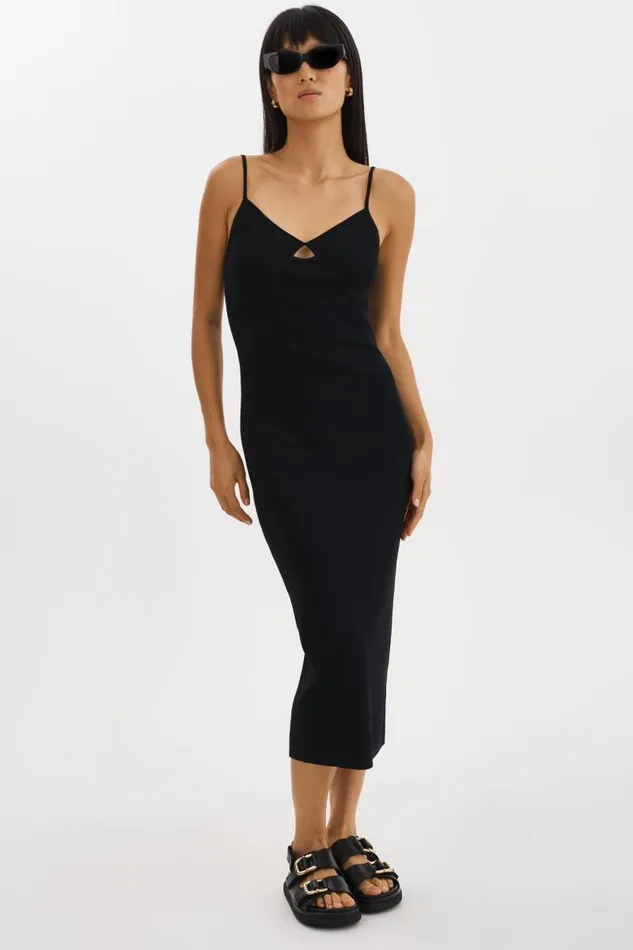 Women BETTINA Rib Knit Dress Black LAMARQUE Dresses