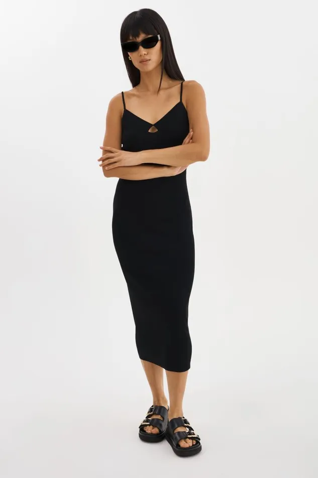 Women BETTINA Rib Knit Dress Black LAMARQUE Dresses Women BETTINA Rib Knit Dress Black LAMARQUE Dresses