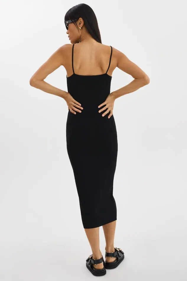 Women BETTINA Rib Knit Dress Black LAMARQUE Dresses Women BETTINA Rib Knit Dress Black LAMARQUE Dresses