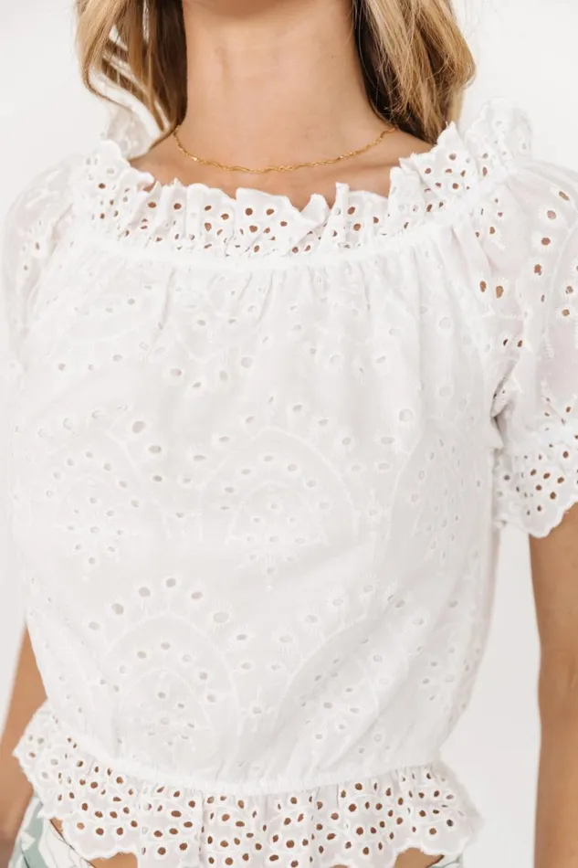 Women Betty Eyelet Ruffle Top White Baltic Born Blouses and Shirts Women Betty Eyelet Ruffle Top White Baltic Born Blouses and Shirts