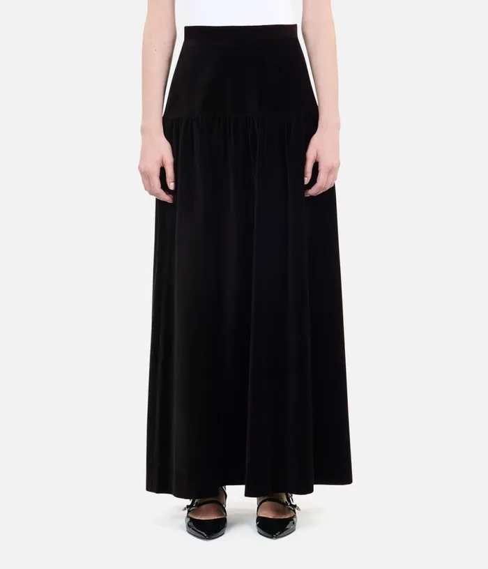 Women Black Velvet Long Skirt THE KOOPLES Skirts and Shorts