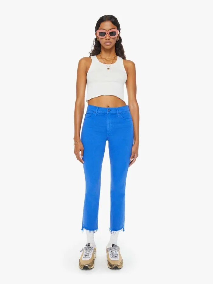 Women Bootcut Mother Denim The Insider Crop Step Fray Blue dark