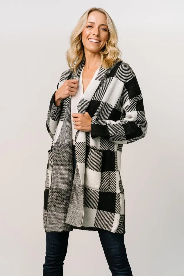 Women Bowen Gingham Cardigan Black Baltic Born Cardigans Women Bowen Gingham Cardigan Black Baltic Born Cardigans