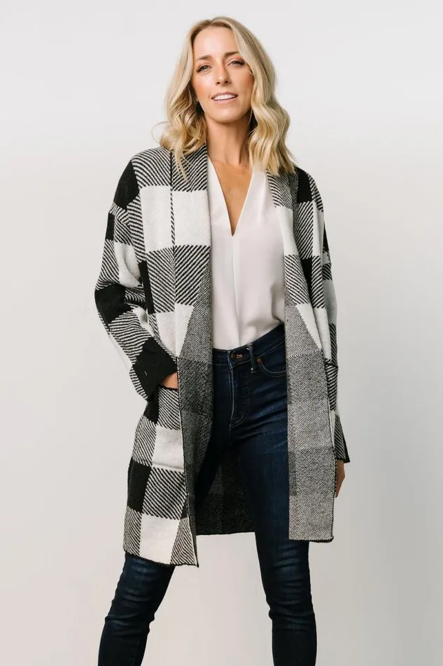 Women Bowen Gingham Cardigan Black Baltic Born Cardigans Women Bowen Gingham Cardigan Black Baltic Born Cardigans