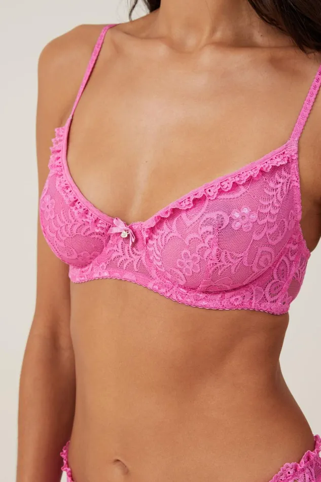 Women Bras Cotton On Butterfly Lace Underwire Bra Cupids Kiss