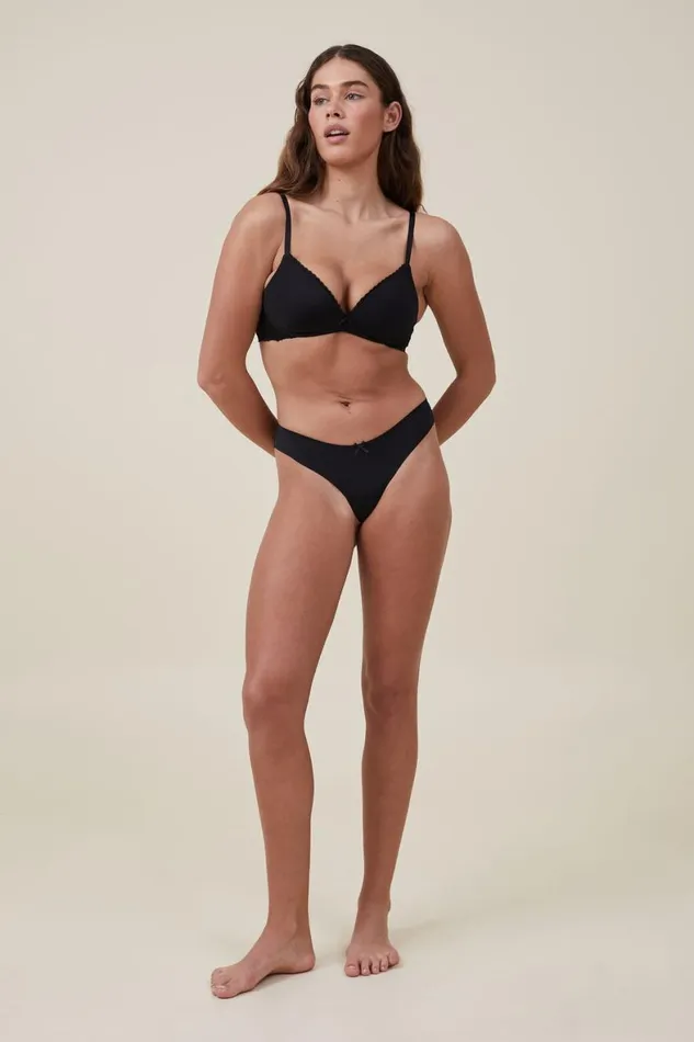 Women Bras Cotton On Everyday Lace Wirefree Bra Black
