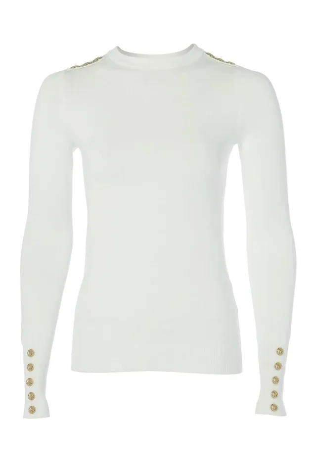 Women Buttoned Knit Crew Neck Cream Holland Cooper Knitwear Women Buttoned Knit Crew Neck Cream Holland Cooper Knitwear