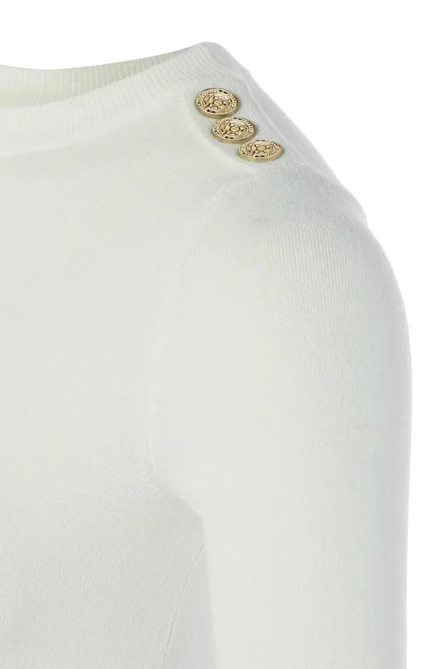 Women Buttoned Knit Crew Neck Cream Holland Cooper Knitwear Women Buttoned Knit Crew Neck Cream Holland Cooper Knitwear