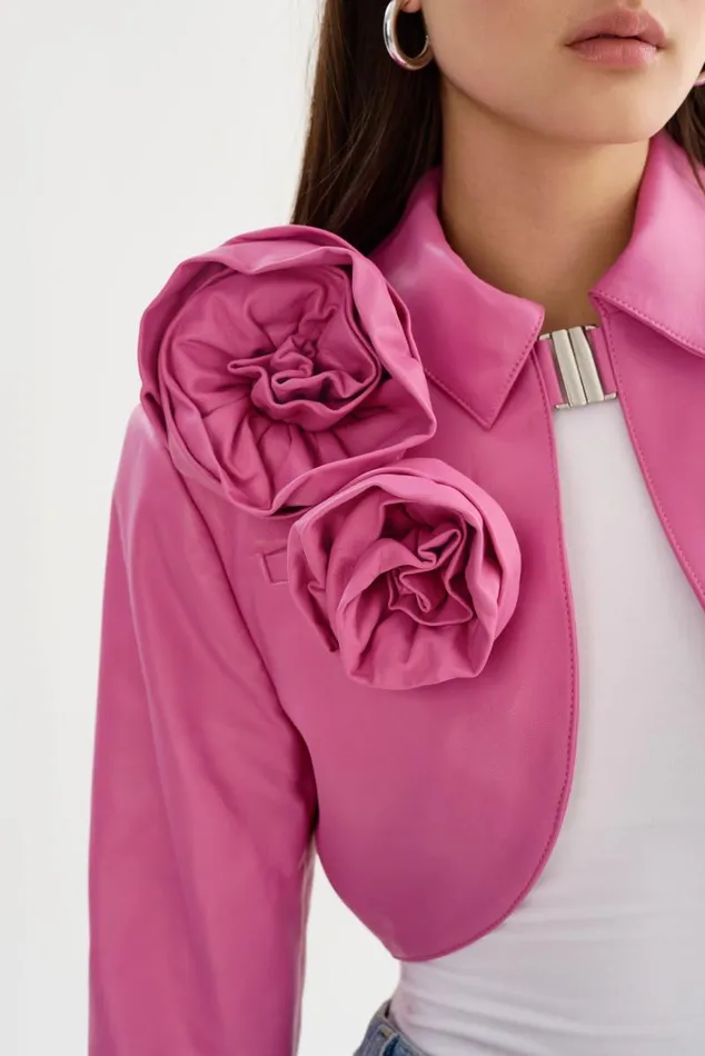 Women CALISTA Appliqu Leather Bolero Super Pink LAMARQUE Leather Jackets Women CALISTA Appliqu Leather Bolero Super Pink LAMARQUE Leather Jackets