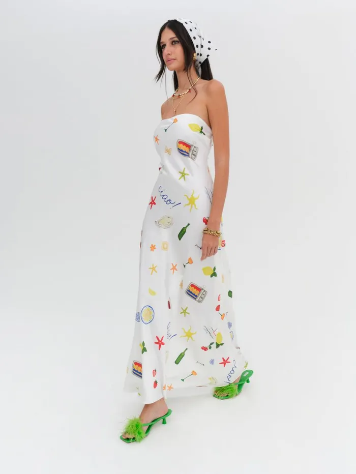 Women Carla Strapless Maxi Dress Multi For Love and Lemons Dresses