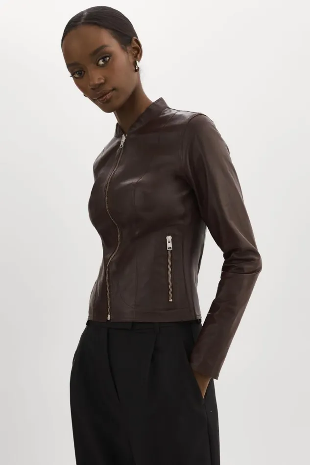 Women CHAPIN Reversible Leather Bomber Mahoganysilver LAMARQUE Leather Jackets