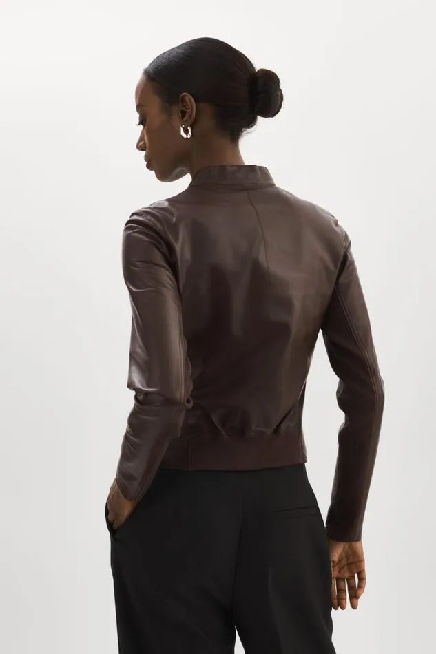 Women CHAPIN Reversible Leather Bomber Mahoganysilver LAMARQUE Leather Jackets