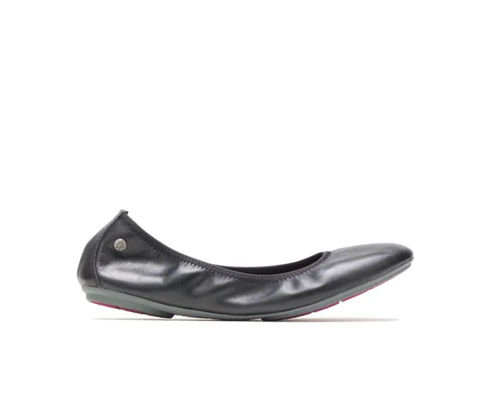 Women Chaste Ballet Black Leather Flats and SlipOns Hush Puppies