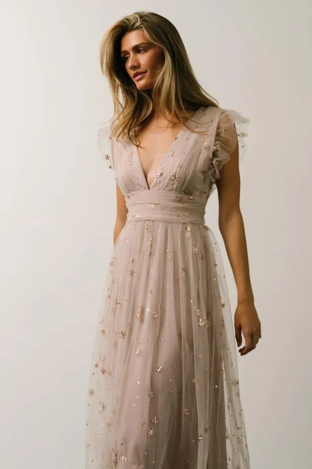 Women Chiara Shimmer Midi Dress Dusty Lilac Baltic Born Embellished and Sequined Women Chiara Shimmer Midi Dress Dusty Lilac Baltic Born Embellished and Sequined