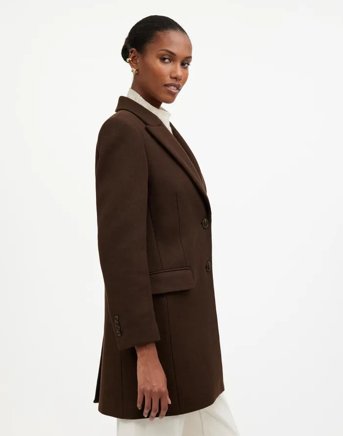 Women Coats Jackets Madewell Blazer Coat In Insuluxe Fabric Hthr Cold Brew