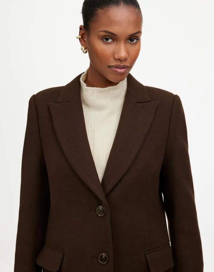 Women Coats Jackets Madewell Blazer Coat In Insuluxe Fabric Hthr Cold Brew
