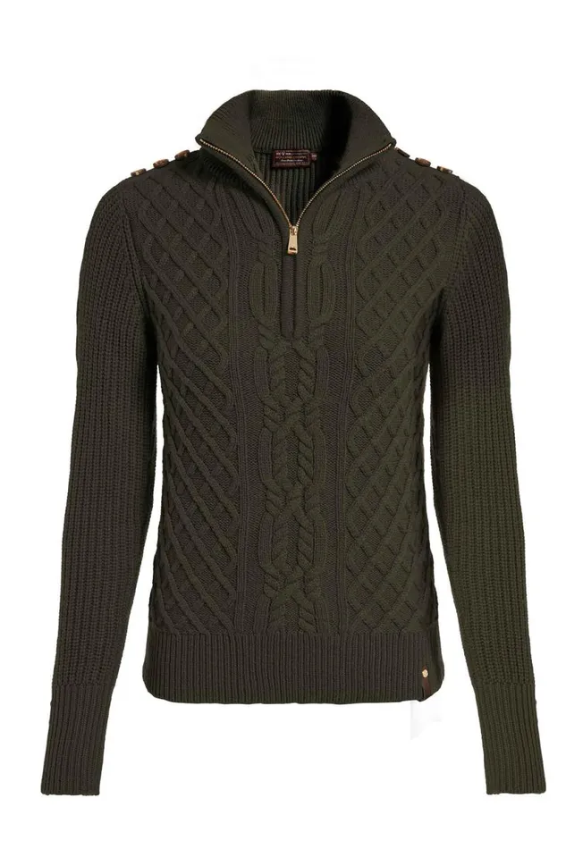 Women Country Cable Quarter Zip Knit Forest Green Holland Cooper Knitwear Women Country Cable Quarter Zip Knit Forest Green Holland Cooper Knitwear