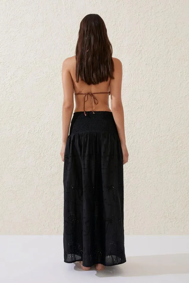 Women Cover Ups Cotton On The Vacation Maxi Skirt Black Palm Tree