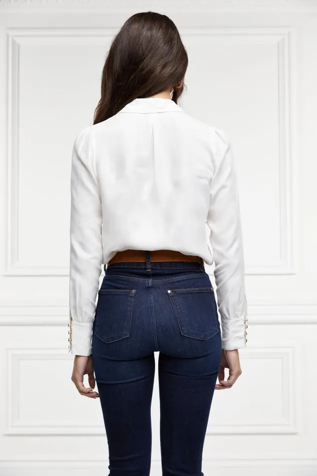 Women Cupro Shirt Bodysuit White Holland Cooper Shirts and Blouses